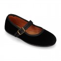 VELVET stylized Girl Mary Jane shoes with buckle fastening.