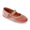 VELVET stylized Girl Mary Jane shoes with buckle fastening.