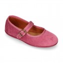 VELVET stylized Girl Mary Jane shoes with buckle fastening.