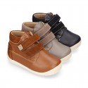 Nappa leather OKAA FLEX kids Bootie shoes laceless and with toe cap in seasonal colors.