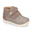 Nappa leather OKAA FLEX kids Bootie shoes laceless and with toe cap in seasonal colors.