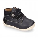 Nappa leather OKAA FLEX kids Bootie shoes laceless and with toe cap in seasonal colors.