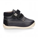 Nappa leather OKAA FLEX kids Bootie shoes laceless and with toe cap in seasonal colors.
