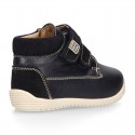 Nappa leather OKAA FLEX kids Bootie shoes laceless and with toe cap in seasonal colors.