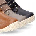 Nappa leather OKAA FLEX kids Bootie shoes laceless and with toe cap in seasonal colors.