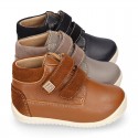 Nappa leather OKAA FLEX kids Bootie shoes laceless and with toe cap in seasonal colors.