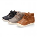 Nappa leather OKAA FLEX kids Bootie shoes laceless and with toe cap in seasonal colors.