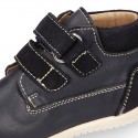 Nappa leather OKAA FLEX kids Bootie shoes laceless and with toe cap in seasonal colors.