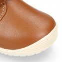 Nappa leather OKAA FLEX kids Bootie shoes laceless and with toe cap in seasonal colors.