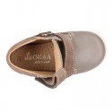 Nappa leather OKAA FLEX kids Bootie shoes laceless and with toe cap in seasonal colors.