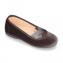 New VELVET canvas ballet flats dancer style with elastic crossed bands.