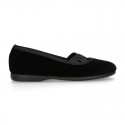 New VELVET canvas ballet flats dancer style with elastic crossed bands.