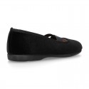 New VELVET canvas ballet flats dancer style with elastic crossed bands.