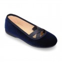 New VELVET canvas ballet flats dancer style with elastic crossed bands.