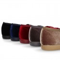 New VELVET canvas ballet flats dancer style with elastic crossed bands.