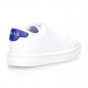 WASHABLE MICRODOT Canvas OKAA kids tennis shoes with laces.