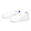 WASHABLE MICRODOT Canvas OKAA kids tennis shoes with laces.