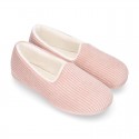 Classic CORDUROY knit closed Kids home shoes.