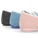 Classic CORDUROY knit closed Kids home shoes.