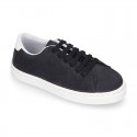 SUEDE LEATHER OKAA kids tennis shoes with laces.