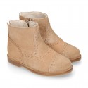 Girl ankle boots with CHOPPED design in suede leather.