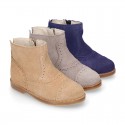 Girl ankle boots with CHOPPED design in suede leather.