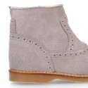 Girl ankle boots with CHOPPED design in suede leather.