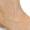 Girl ankle boots with CHOPPED design in suede leather.