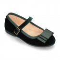 VELVET canvas OKAA Girl Mary Janes with bow and buckle fastening.