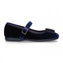 VELVET canvas OKAA Girl Mary Janes with bow and buckle fastening.