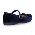 VELVET canvas OKAA Girl Mary Janes with bow and buckle fastening.