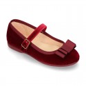 VELVET canvas OKAA Girl Mary Janes with bow and buckle fastening.