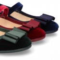 VELVET canvas OKAA Girl Mary Janes with bow and buckle fastening.