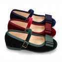 VELVET canvas OKAA Girl Mary Janes with bow and buckle fastening.