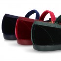 VELVET canvas OKAA Girl Mary Janes with bow and buckle fastening.