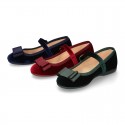 VELVET canvas OKAA Girl Mary Janes with bow and buckle fastening.