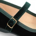 VELVET canvas OKAA Girl Mary Janes with bow and buckle fastening.