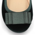 VELVET canvas OKAA Girl Mary Janes with bow and buckle fastening.