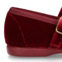 VELVET canvas OKAA Girl Mary Janes with bow and buckle fastening.