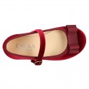 VELVET canvas OKAA Girl Mary Janes with bow and buckle fastening.