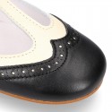 T-strap little Girl Mary Janes combined in soft nappa leather.