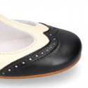 T-strap little Girl Mary Janes combined in soft nappa leather.