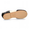 T-strap little Girl Mary Janes combined in soft nappa leather.