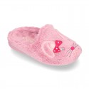 LITTLE RABBIT design Wool effect cloth Home shoes with clog design.