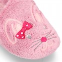 LITTLE RABBIT design Wool effect cloth Home shoes with clog design.