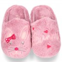 LITTLE RABBIT design Wool effect cloth Home shoes with clog design.