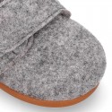 Wool felt kids bootie home shoes with hook and loop strap and little RABBIT design.