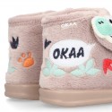 Little kids DINOSAURS design wool cotton home bootie shoes laceless.