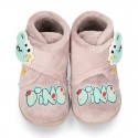 Little kids DINOSAURS design wool cotton home bootie shoes laceless.