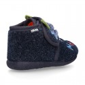 Kids FANTASY wool cotton home bootie shoes laceless.